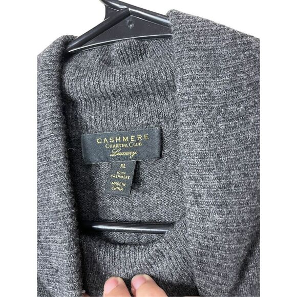 Charter Club Luxury 100% cashmere Sweater gray turtleneck pullover XL - Picture 3 of 4